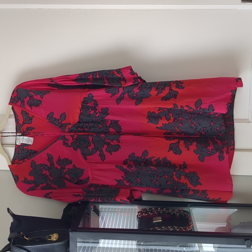 Boho red/pink flower print dress
